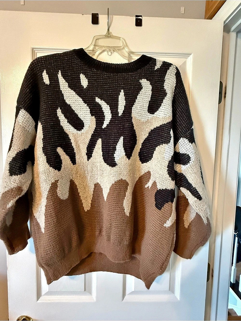 Abstract Crewneck Sweater in Brown & Black